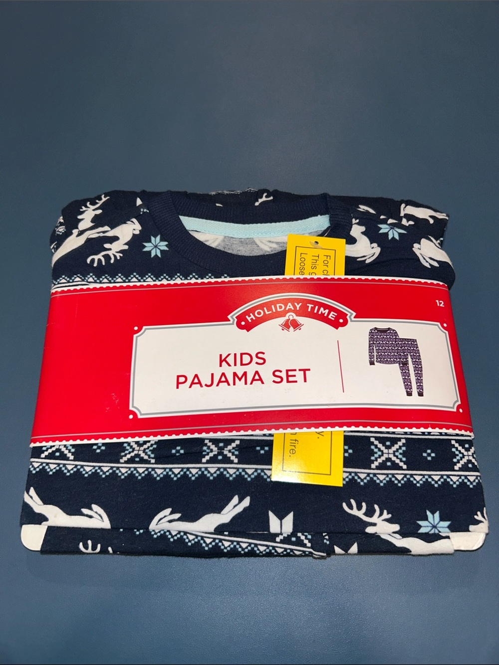 NWT- Holiday Time Navy and White Reindeer Kids Pajama Set